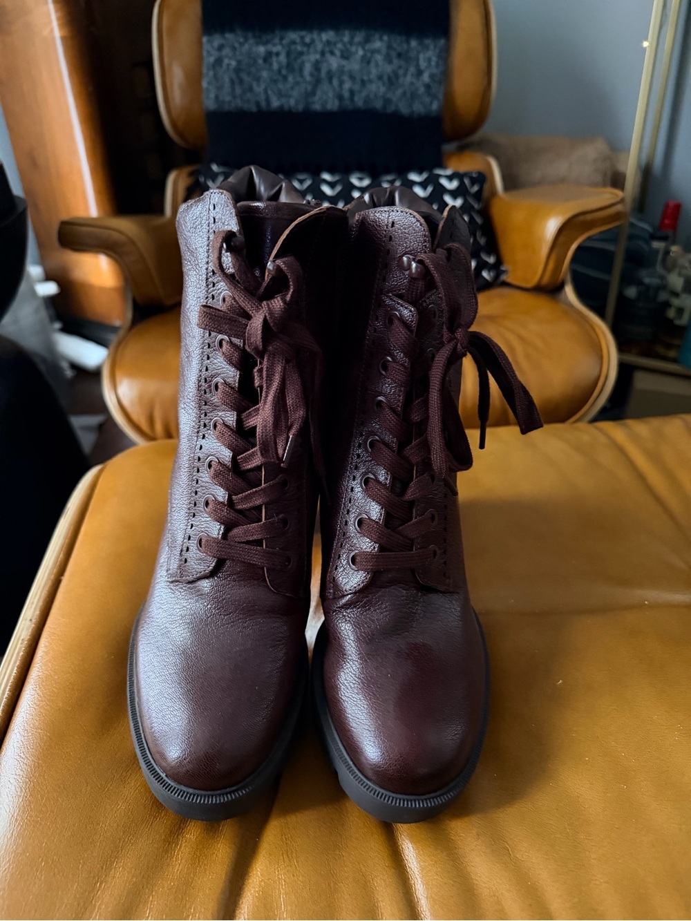 Naturalizer Women's Lace-Up Combat Boots - Dark Brown